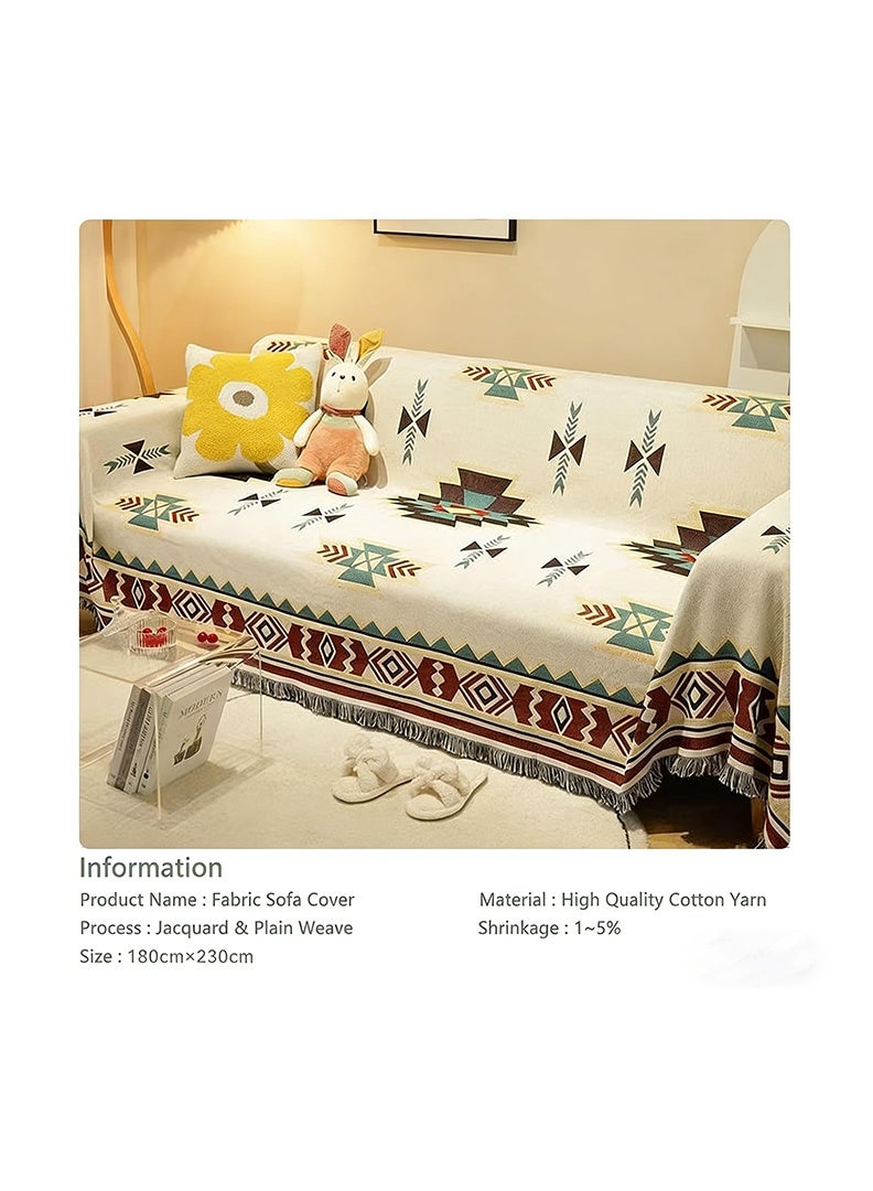 Auger Sofa Slipcover 3 Seater Sofa Cover Double Side Couch Covers Fashion Nordic Style Knitted Tassel Decor Woven Sofa Blanket for Bed Boho Sofa Covers Washable Soft Throw Blanket Non-Slip Large Size 180 * 230CM - Image 5